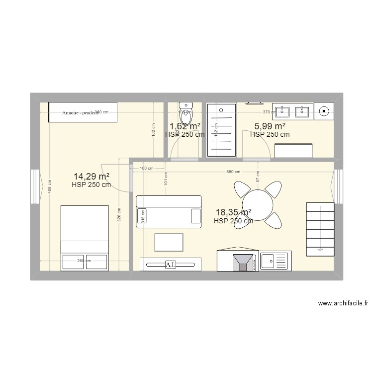 Appt 5 (Garage) - RDC . Plan de 5 pièces et 77 m2