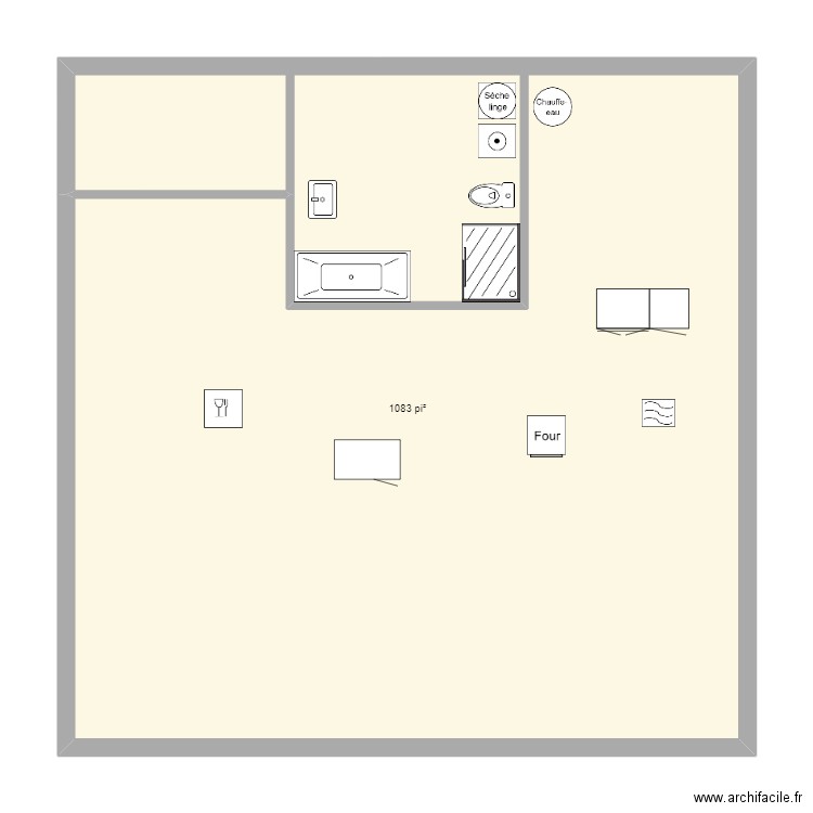 26x26. Plan de 1 pièce et 101 m2