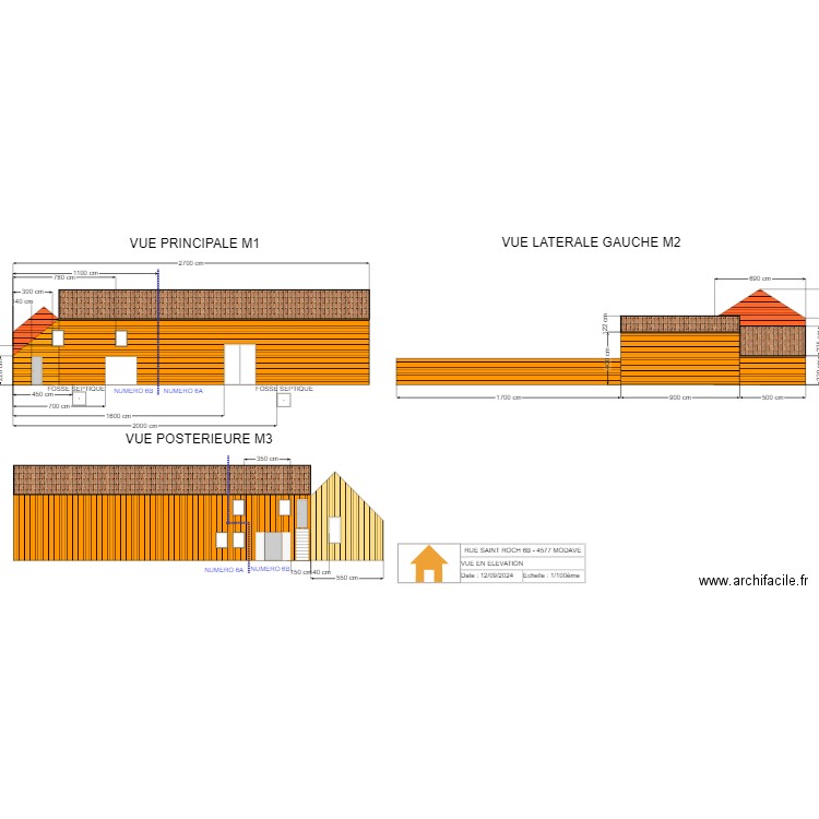 V.RADOUX - VUE EN ELEVATION - 1/100. Plan de 0 pièce et 0 m2