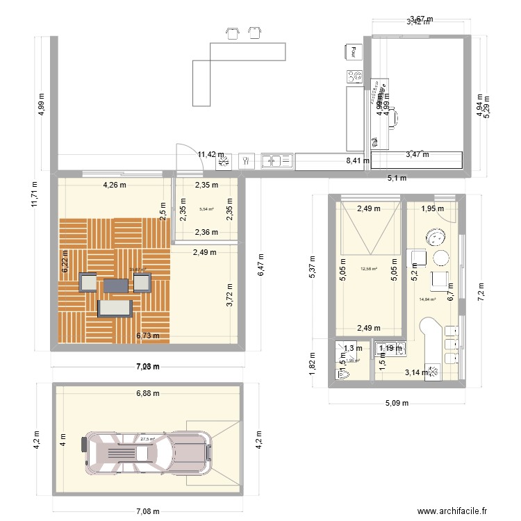 CONTAINER. Plan de 6 pièces et 98 m2