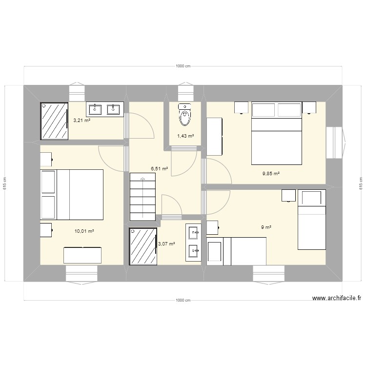 Gite 2 - R1 C. Plan de 7 pièces et 43 m2