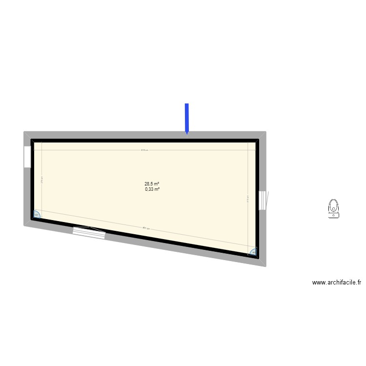 vic. Plan de 2 pièces et 60 m2