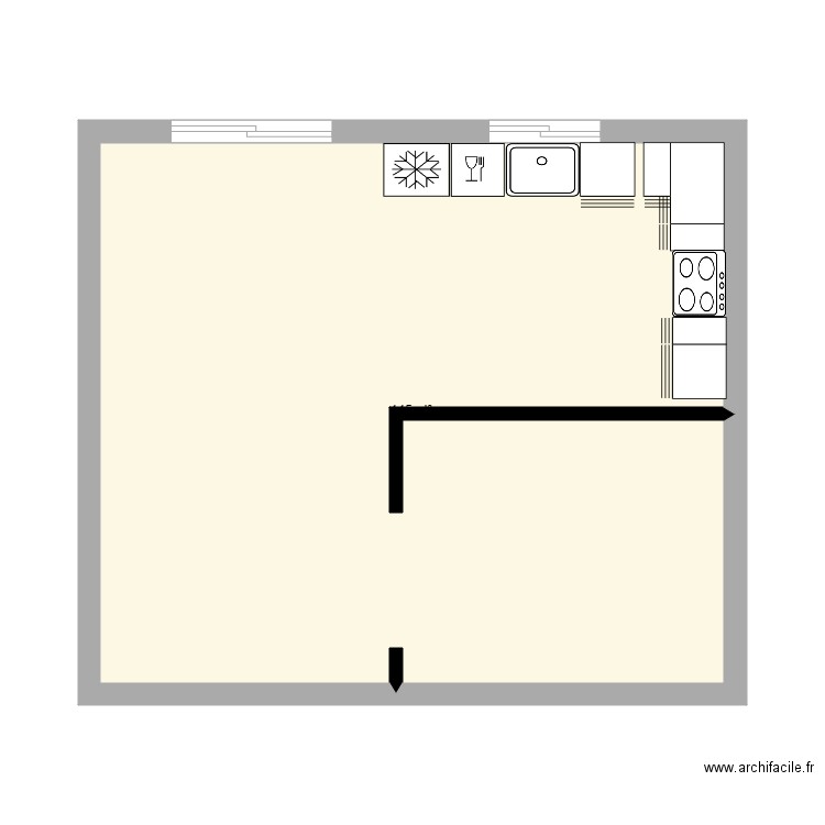 Plan Cuisine Bungalow. Plan de 0 pièce et 0 m2