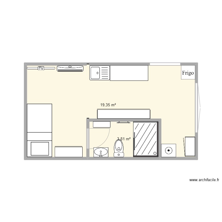 studio 2. Plan de 0 pièce et 0 m2