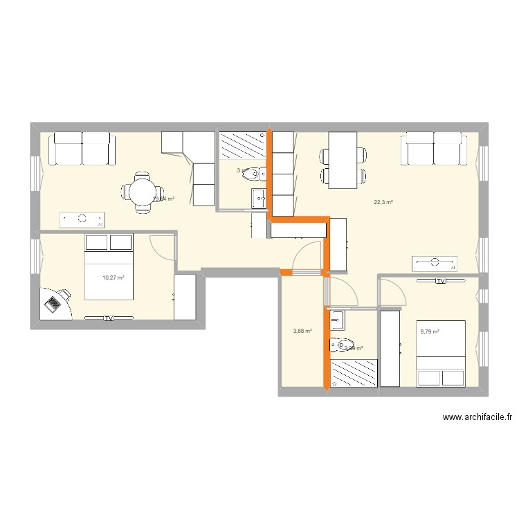 18 st philippe projet 2. Plan de 7 pièces et 71 m2