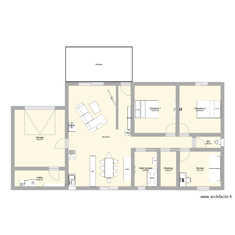 plan 4. Plan de 9 pièces et 112 m2