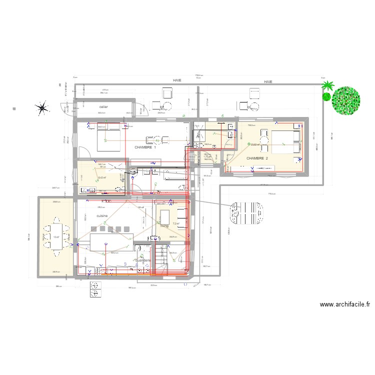 plan original sepvret version 1. Plan de 5 pièces et 54 m2