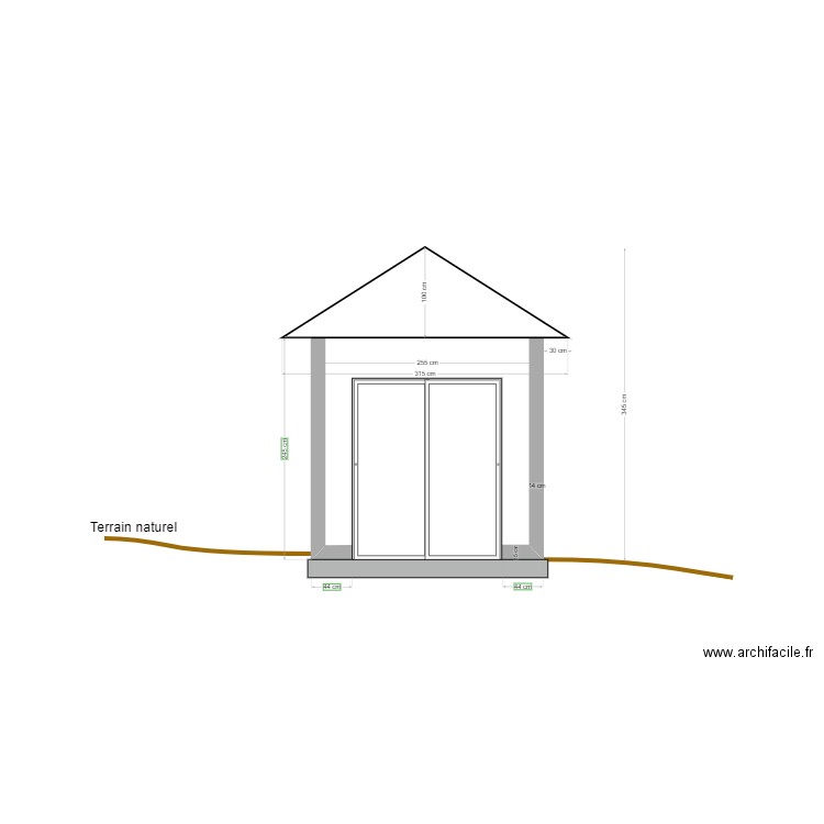 façade cabane de jardin. Plan de 0 pièce et 0 m2