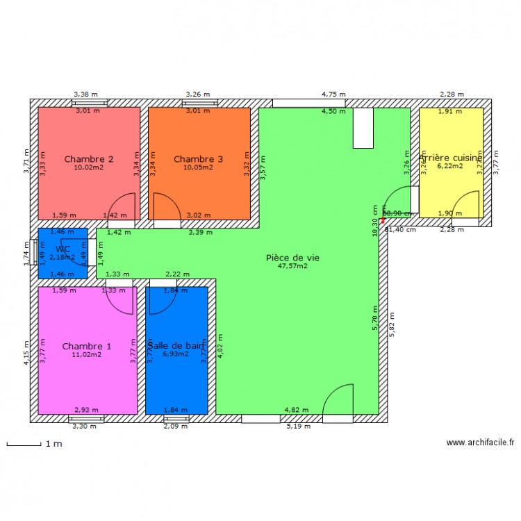 Maison plain pied. Plan de 0 pièce et 0 m2