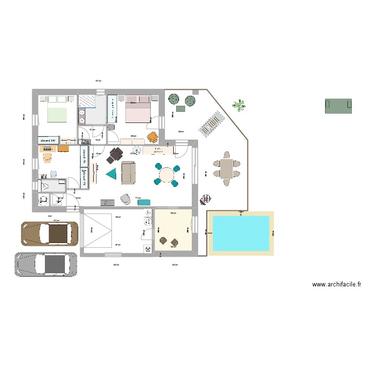 Projet Maison. Plan de 6 pièces et 36 m2