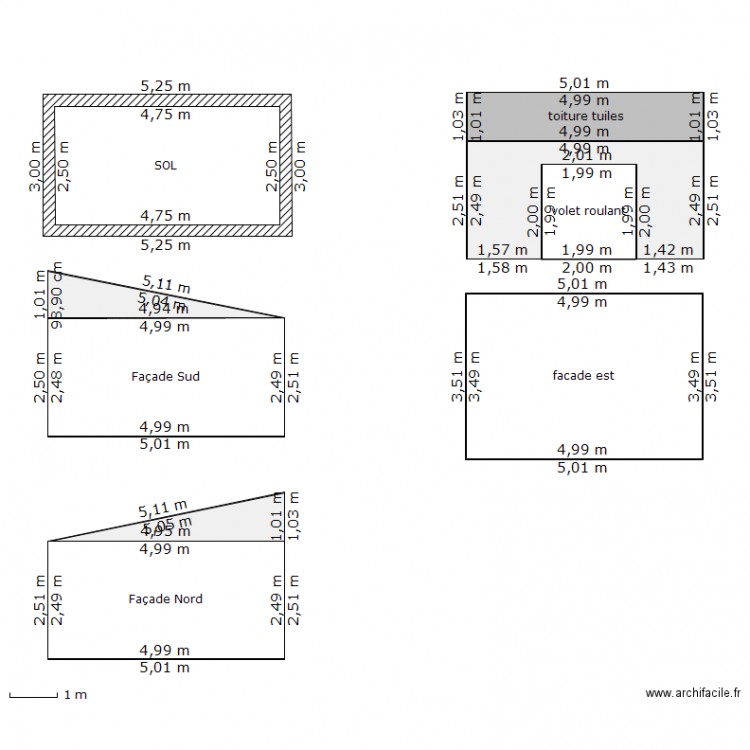 ABRI DE JARDIN: SOL ET FACADES. Plan de 0 pièce et 0 m2