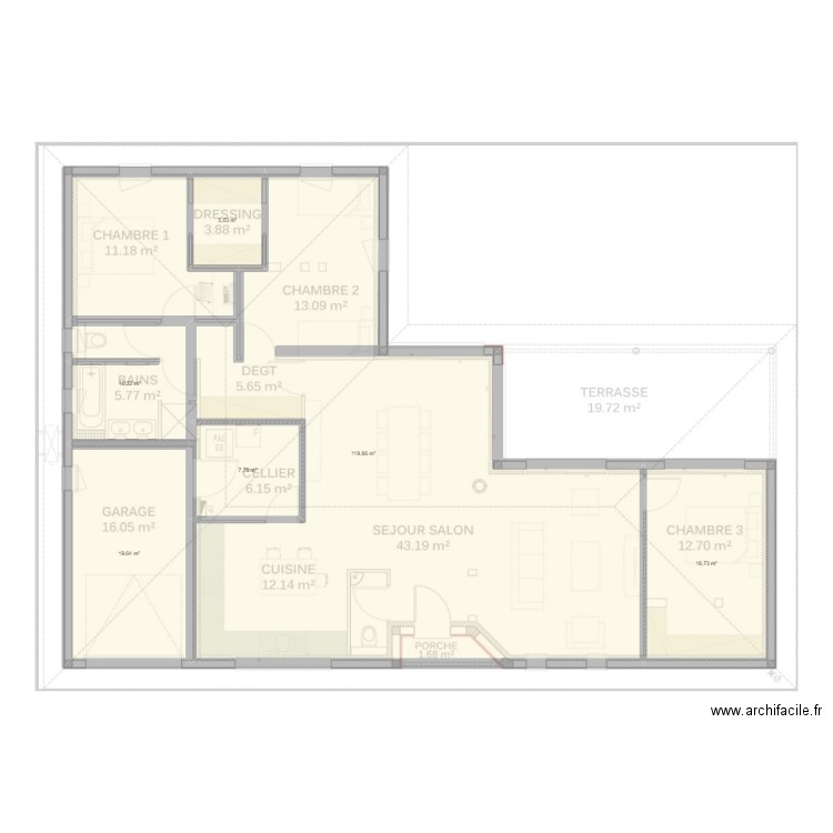 test 1. Plan de 6 pièces et 181 m2