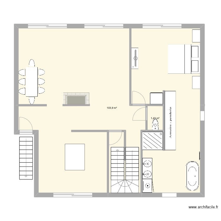 Bréville . Plan de 2 pièces et 105 m2