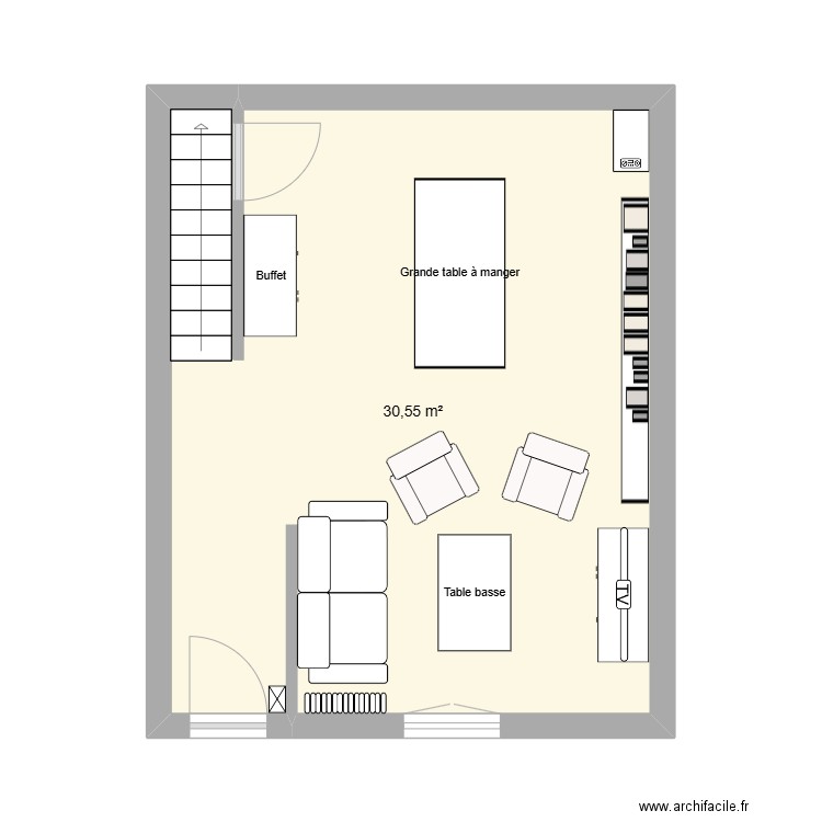 Maison Pathenay. Plan de 1 pièce et 31 m2