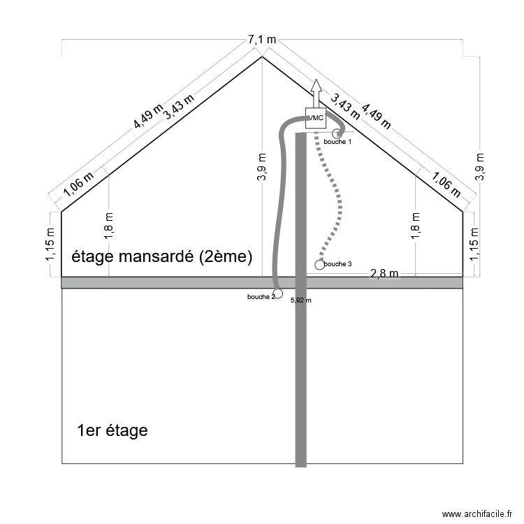 VMC coupe. Plan de 0 pièce et 0 m2