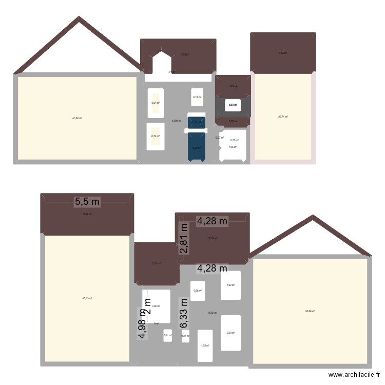 GRENIER façades. Plan de 32 pièces et 283 m2