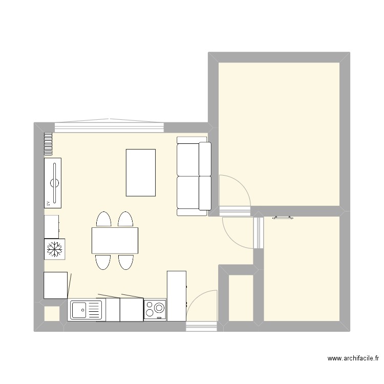 Appart. Plan de 5 pièces et 40 m2