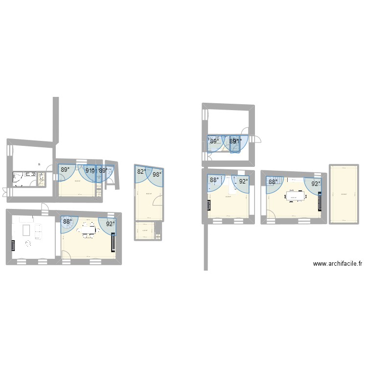 asques1. Plan de 12 pièces et 150 m2