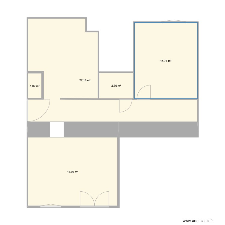 LOCATIF PONTAUBERT. Plan de 5 pièces et 65 m2