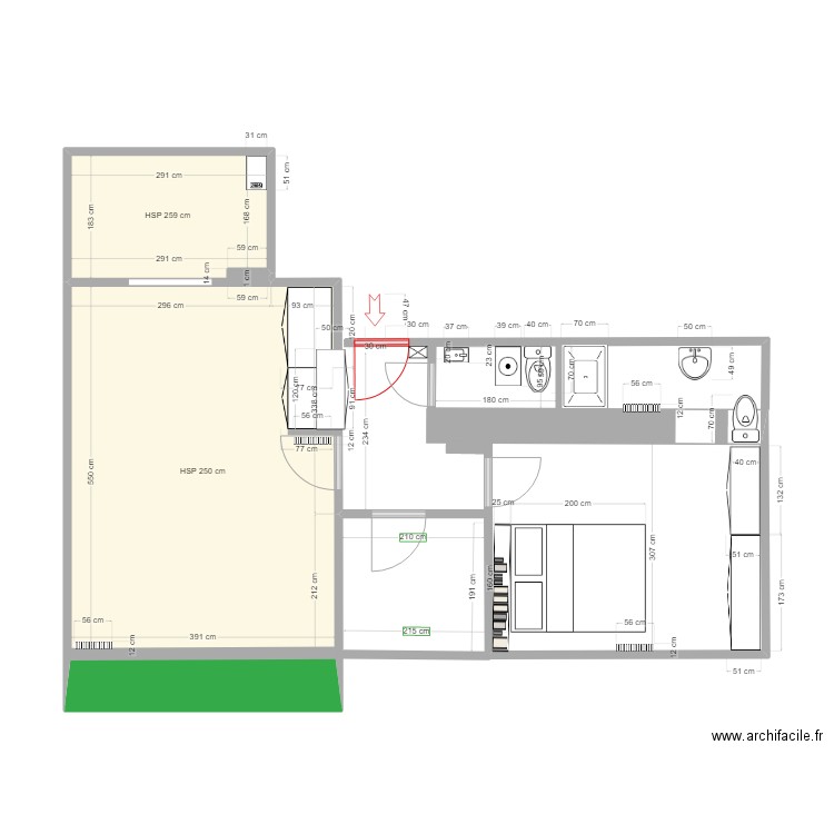 IZARD. Plan de 2 pièces et 27 m2