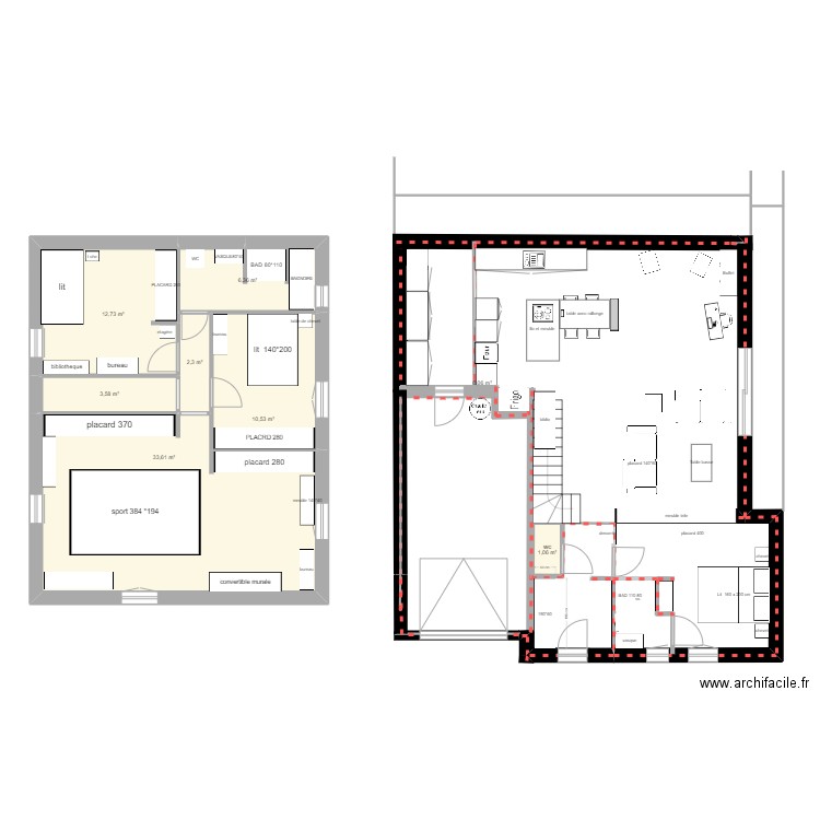 montarnaud rdc. Plan de 8 pièces et 70 m2