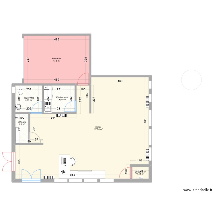 Médiathèque Plessala 4. Plan de 6 pièces et 87 m2