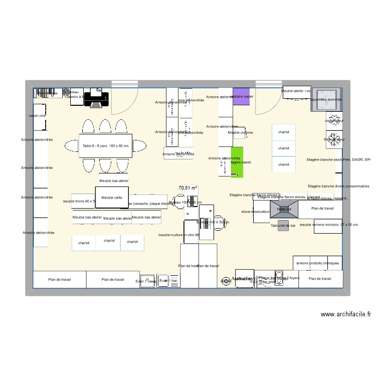 labo 70m². Plan de 0 pièce et 0 m2