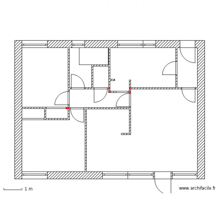 mur WC modifié. Plan de 0 pièce et 0 m2