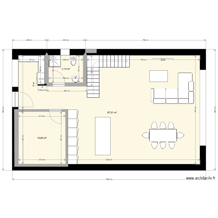 Escalier en L . Plan de 0 pièce et 0 m2