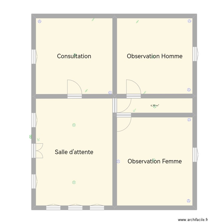 Poste de santé. Plan de 5 pièces et 108 m2