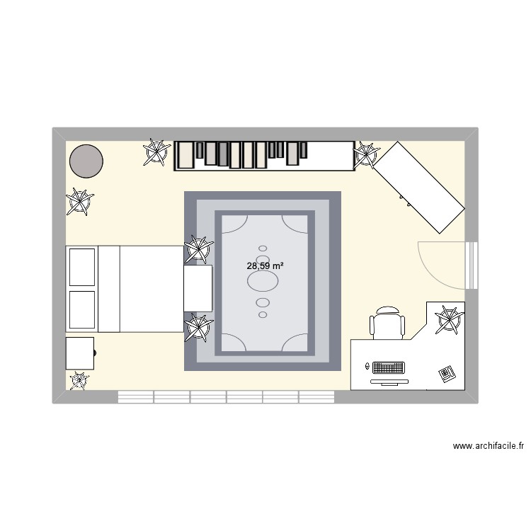 Plan Top Teenage Bedroom. Plan de 1 pièce et 29 m2