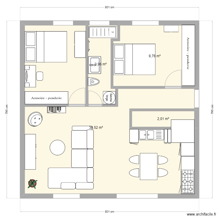 PLAN 3 - 8.10.24. Plan de 4 pièces et 55 m2