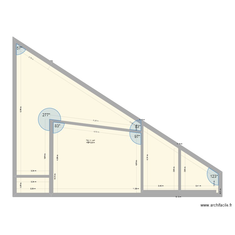 piscine+chambre. Plan de 1 pièce et 75 m2