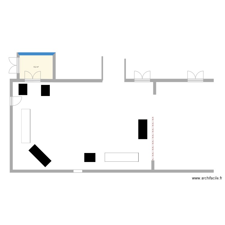 salle des fêtes grande salle - Plan 1 pièce 6 m2 dessiné par rbo28