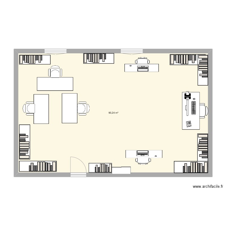 plan de bureau de numérisation de la HFSI. Plan de 1 pièce et 90 m2