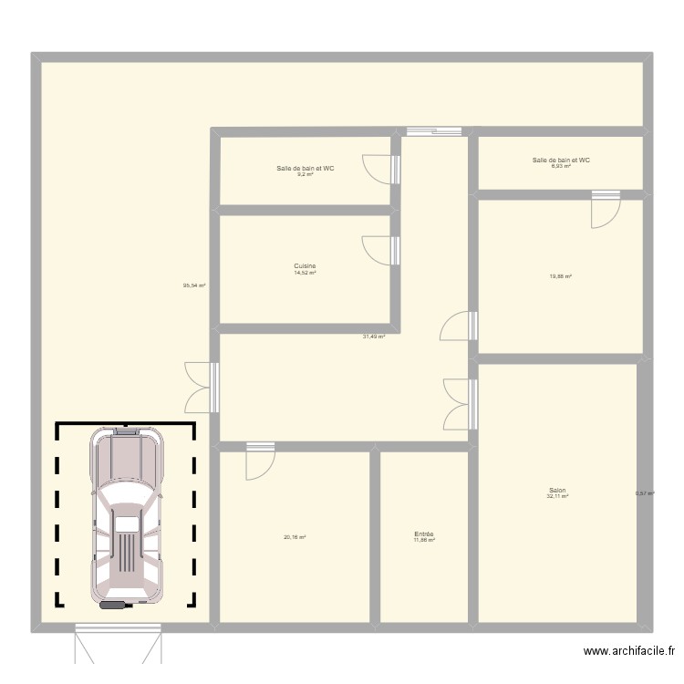 maquette . Plan de 10 pièces et 242 m2