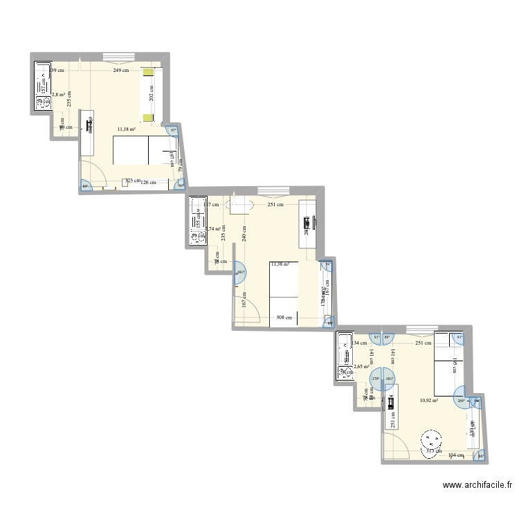 QUENU. Plan de 6 pièces et 42 m2