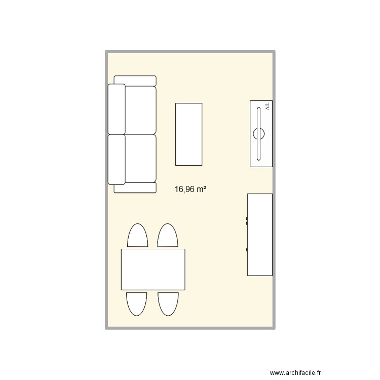 séjour. Plan de 1 pièce et 17 m2