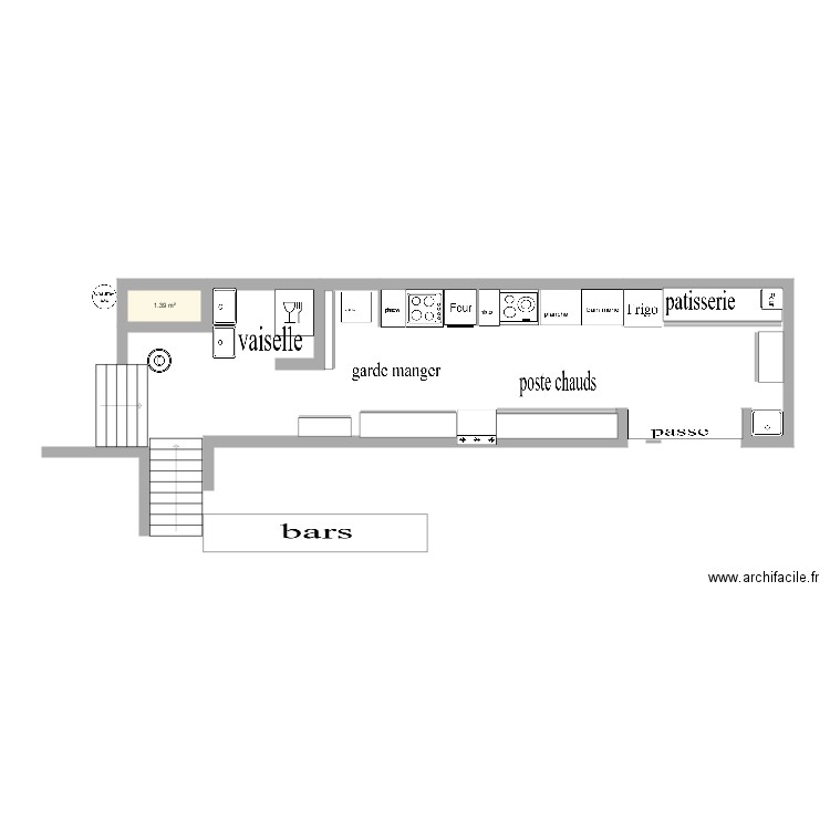 com com cuisine . Plan de 0 pièce et 0 m2