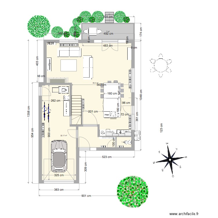 maison ange plans existant v0 avec meuble. Plan de 0 pièce et 0 m2