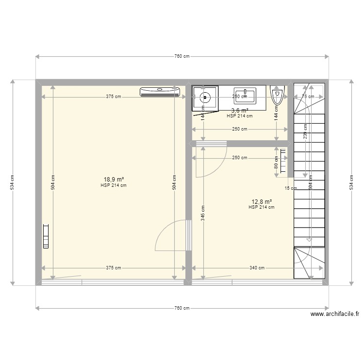 CABINET RDC. Plan de 3 pièces et 35 m2