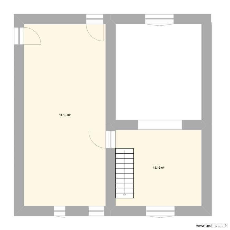 plan actuelle. Plan de 2 pièces et 59 m2