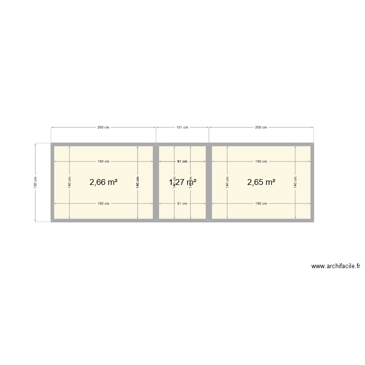 Plan portail. Plan de 3 pièces et 7 m2