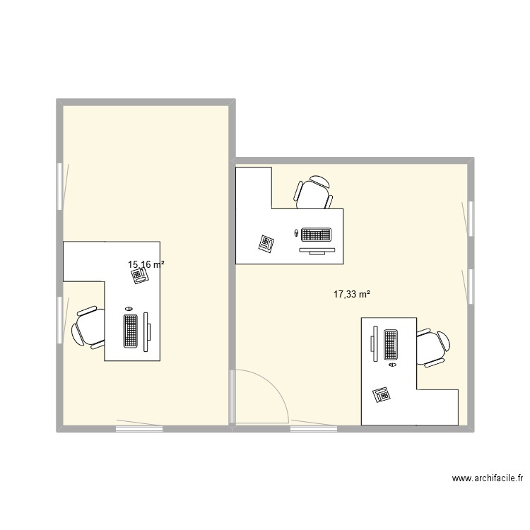 bureaux betheny. Plan de 2 pièces et 32 m2