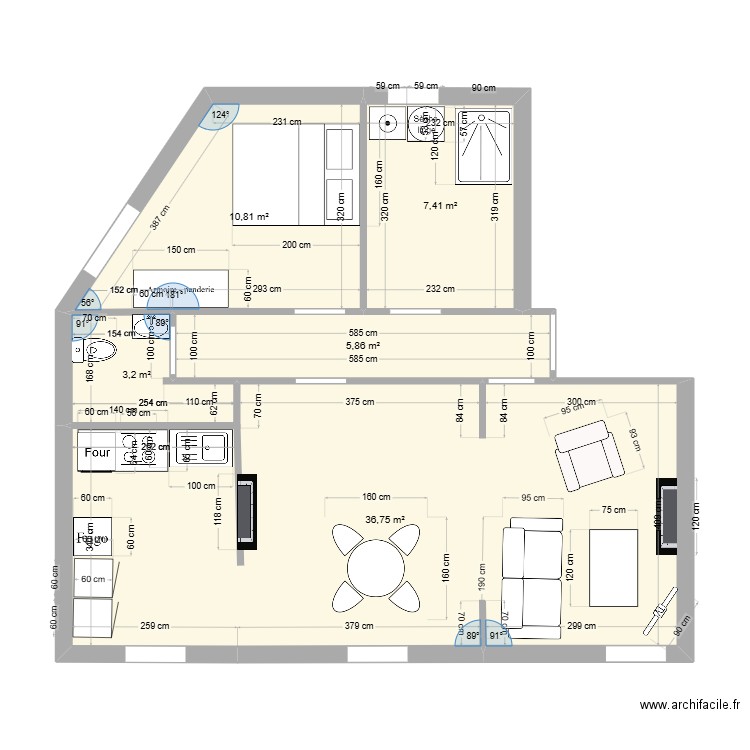 sophie projet v2. Plan de 5 pièces et 64 m2