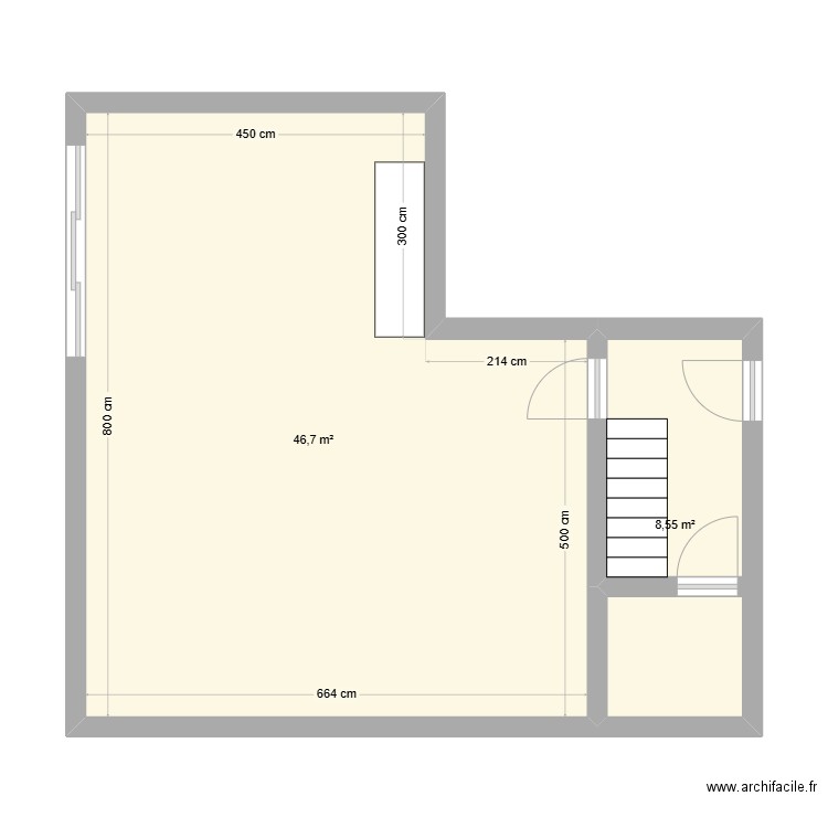 Plan Simple Croquis. Plan de 2 pièces et 55 m2