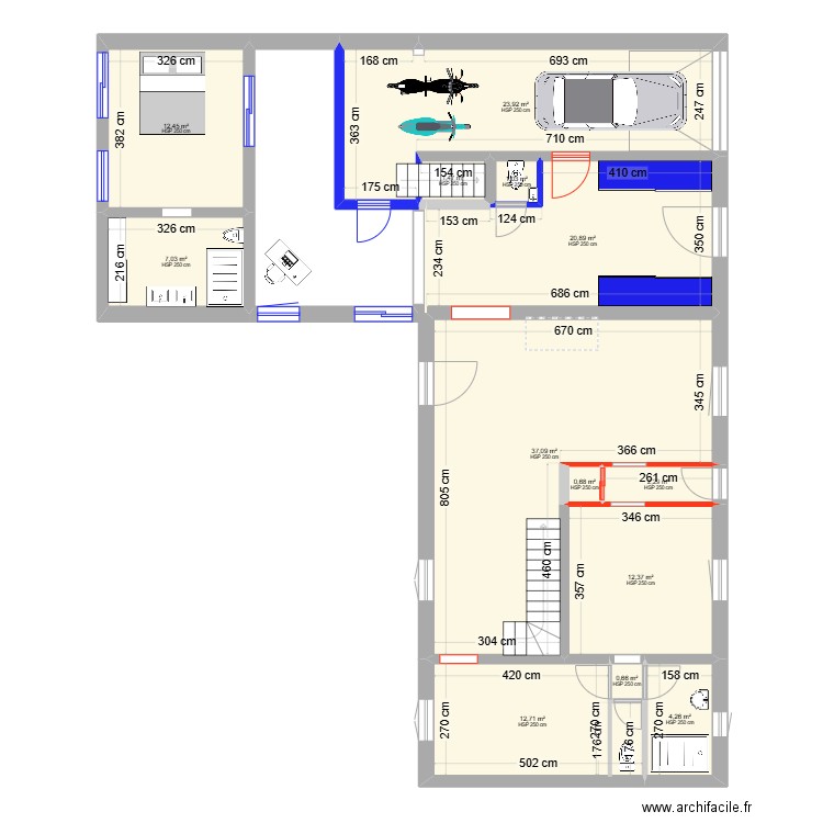 presleVmodif. Plan de 13 pièces et 137 m2