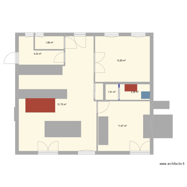 Brieserie 3. Plan de 7 pièces et 66 m2