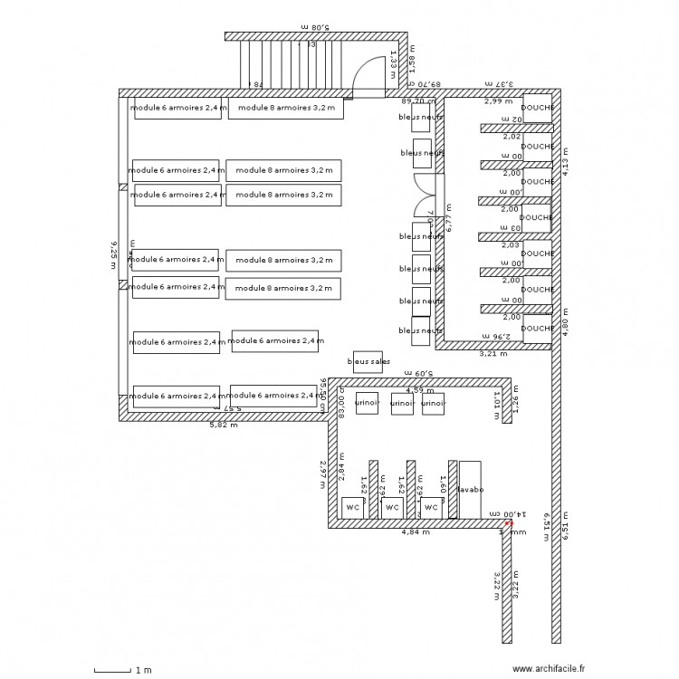 vestiaire hommes 2 . Plan de 0 pièce et 0 m2