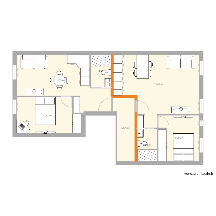 18 st philippe projet 1. Plan de 7 pièces et 71 m2